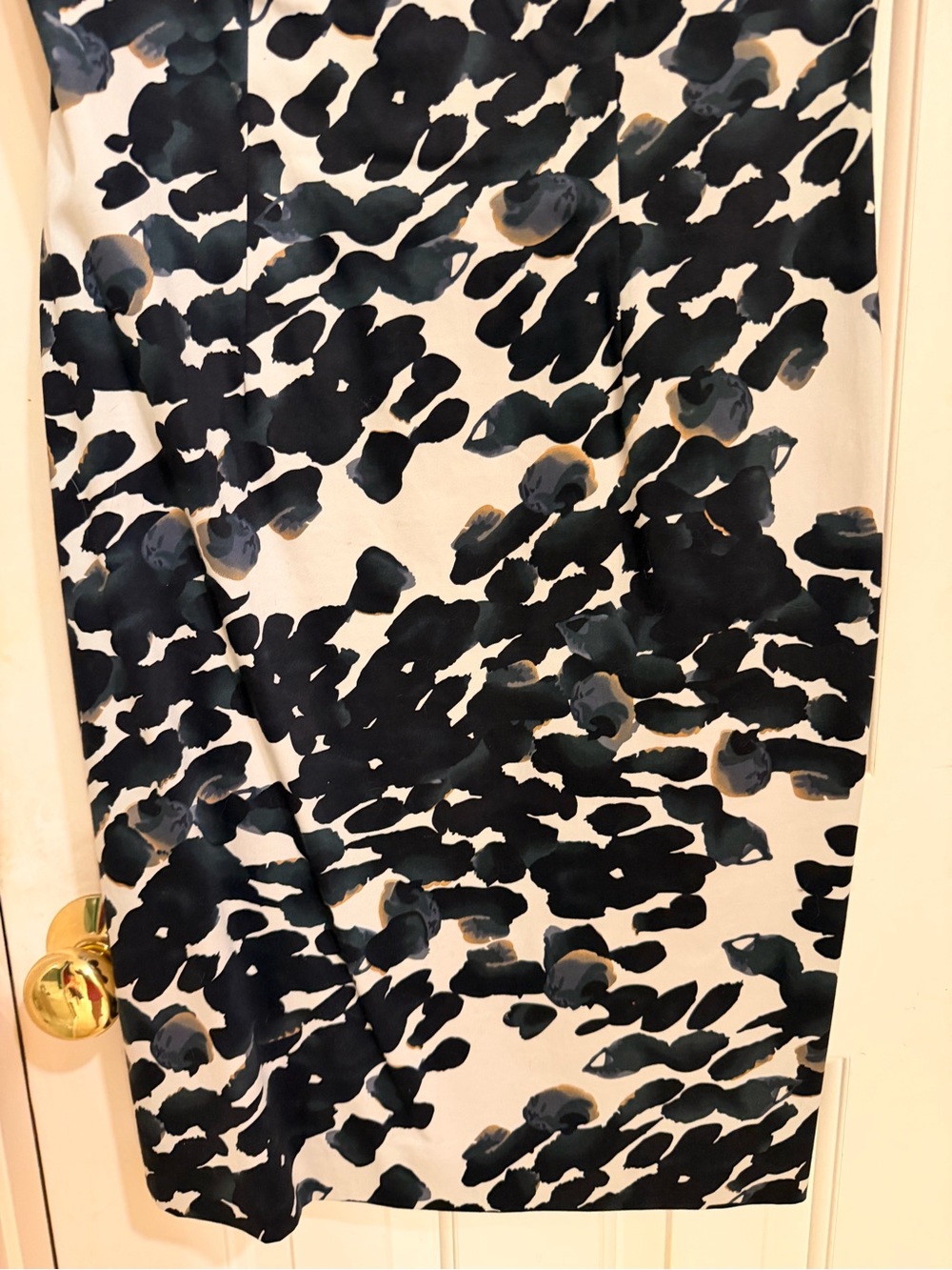Ann Taylor Black & Cream Abstract Print Midi Sheath Dress, Side Zip, Lined, Sz 6 - Picture 5 of 12